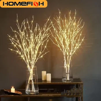 HOMEFISH 1 PC White Birch Branch LED Festive Lights Battery Operated for Christmas Party…