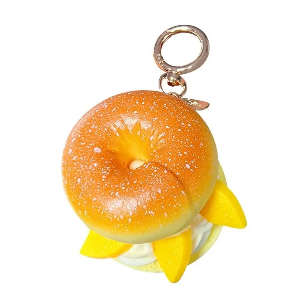 Fun Simulated Cream Bread Keychain Soft Lightweight Simulation Fruit Keychain Dessert Pendant Sandwich Puff Pendant Bag Pendant