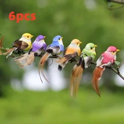 6Pcs Simulation Feather Birds Models Fake Foam Animal Artificial Birds DIY Wedding Home Garden Ornament Decoration Tree Decor