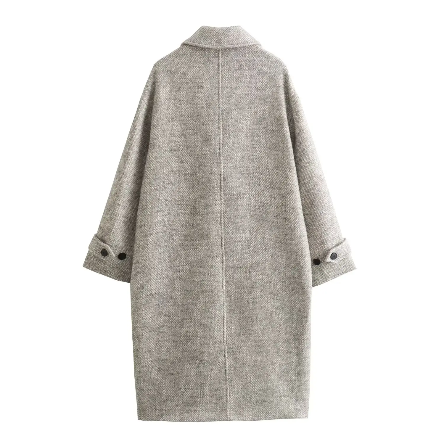 Maxdutti British Fashion Women\'s Coat Autumn And Winter Coat New Light Grey Elegant Texture Woolen Trench Coat Ladies