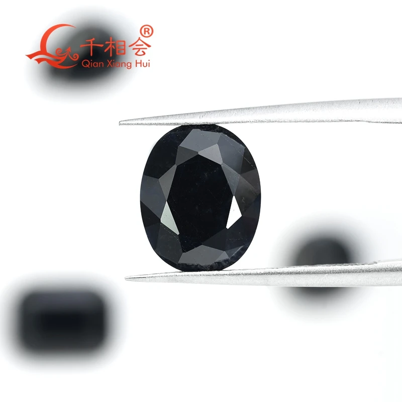 0.8ct-5.6ct GRC معتمد من الياقوت الأسود الطبيعي شكل بيضاوي قطع الماس أحجار كريمة مفكوكة لتزيين المجوهرات والهدايا