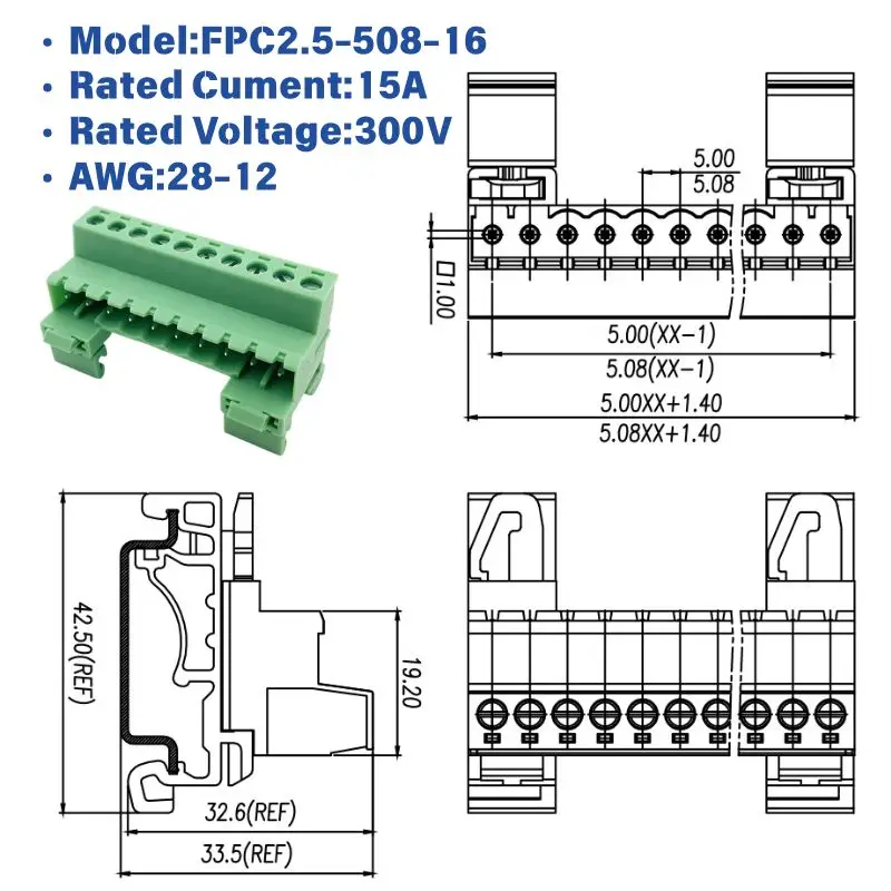 25/50PCS 2EDG-URK KF2EDG-KR DIN Rail 35mm Panel Mount Plug-in Separable Mating Terminal Block PCB Electrical Wiring Connector