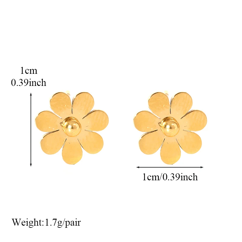 EILIECK 316L Edelstahl Blumen Halskette Armband Ohrringe für Damen Goldfarben Metall 18 K vergoldeter Schmuck 4-teiliges Set Bijoux Geschenk – Detail 6