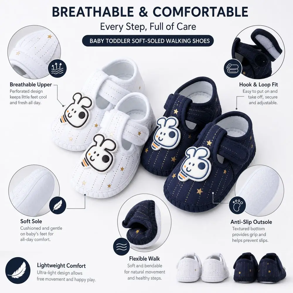 Cute Soft Sole Infant Walker Shoes Cartoon Animals Anti-slip Baby Shoes Breathable Toddler Shoes Newborn