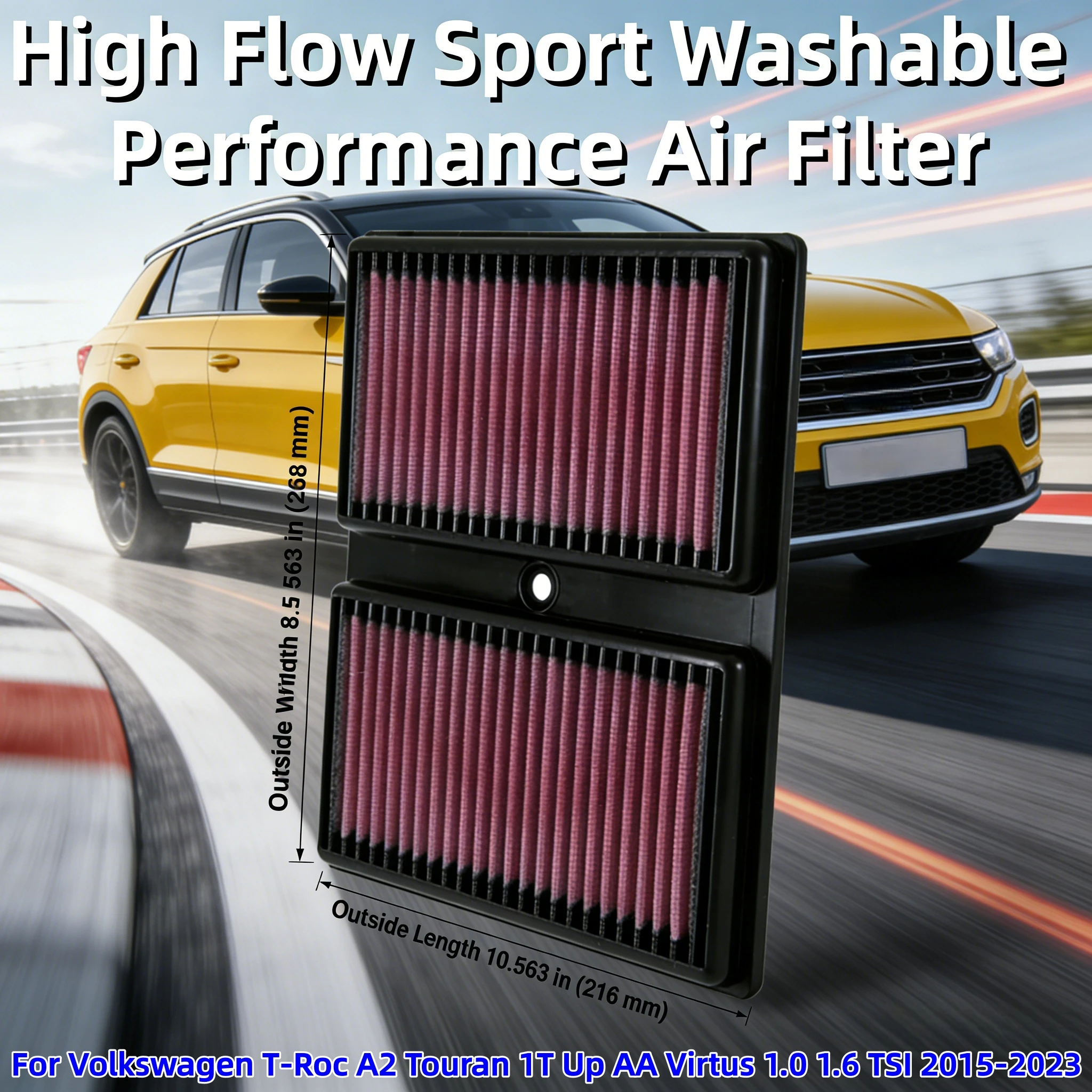 

Для Volkswagen T-Roc A2 Touran 1T Up AA Virtus 1.0 1.6 TSI 2015-2023: Высокопроизводительный спортивный моющийся воздушный фильтр 33-3037