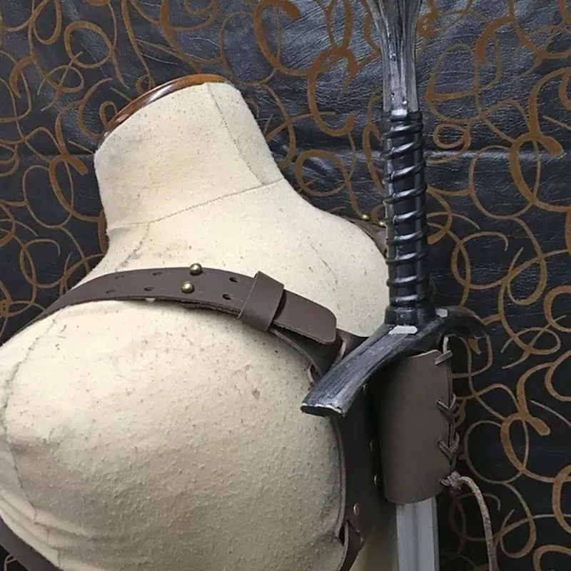 

Medieval Shoulder Back Sword Katana Sheath Scabbard Holder Viking Warrior Costumes PU Leather Buckle Strap Rapier Holster LARP