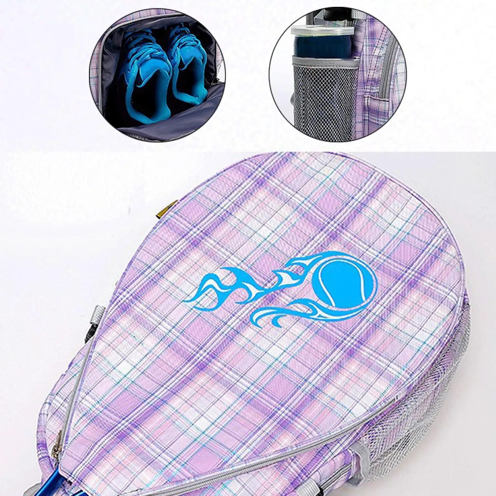 Paddle Pickle Ball Bag with Shoe Compartment Tennis Backpack Durable Oxford Cloth for Fitness and Travel