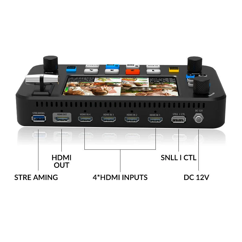 5.5 Inch Crhivi K400 HD Phát Trực Tiếp Video Switcher 4XHDMI Đầu Vào Hdmi USB3.0 Đa Định Dạng Phòng Thu Kỷ Lục