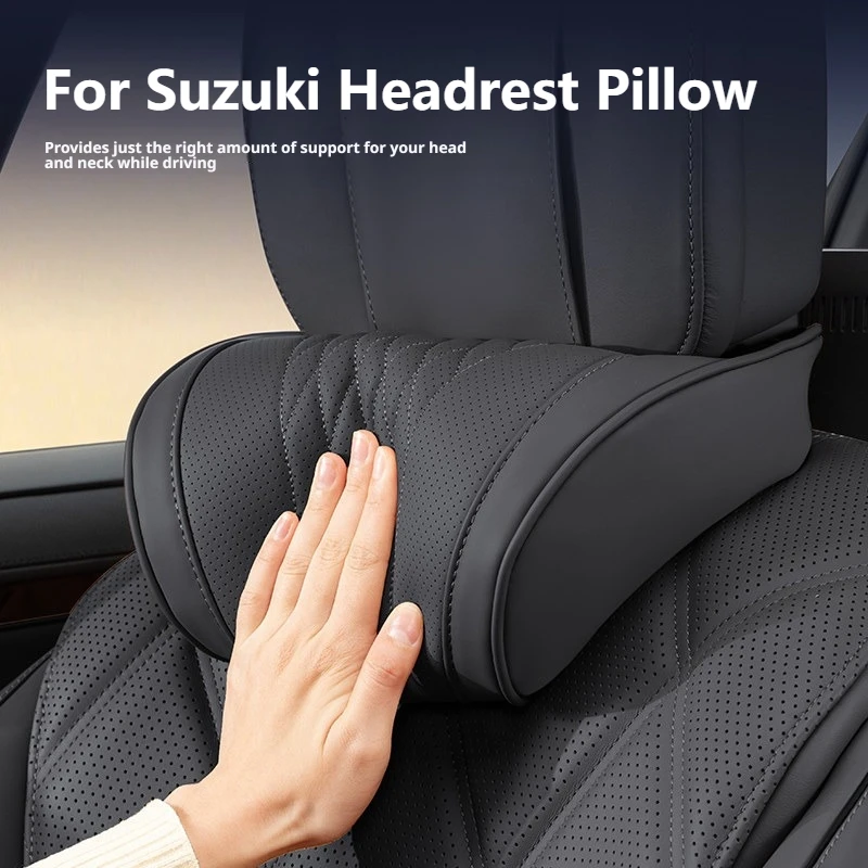 Memory Foam Nappa Leather, Car Neck Pillow, Soft Cotton For Suzuki Swift Vitara S-Cross Jimny Ertiga XL7, Luxury Car Interior