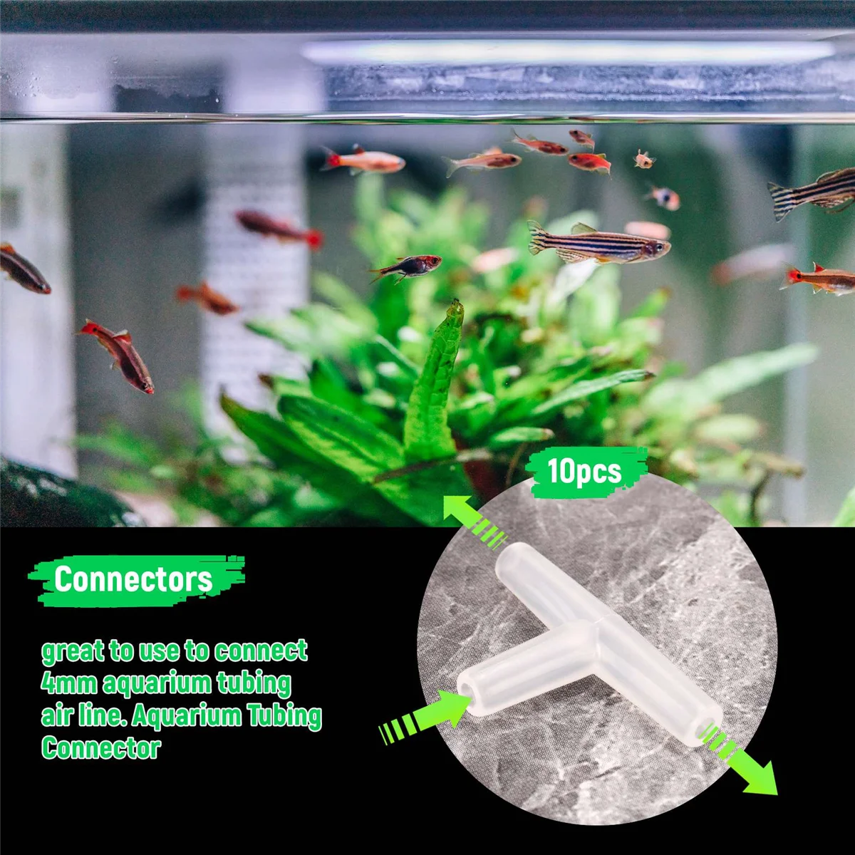 Conectores de válvula de aire de 3 vías para acuario en forma de T de plástico A88M, 10 Uds., color blanco