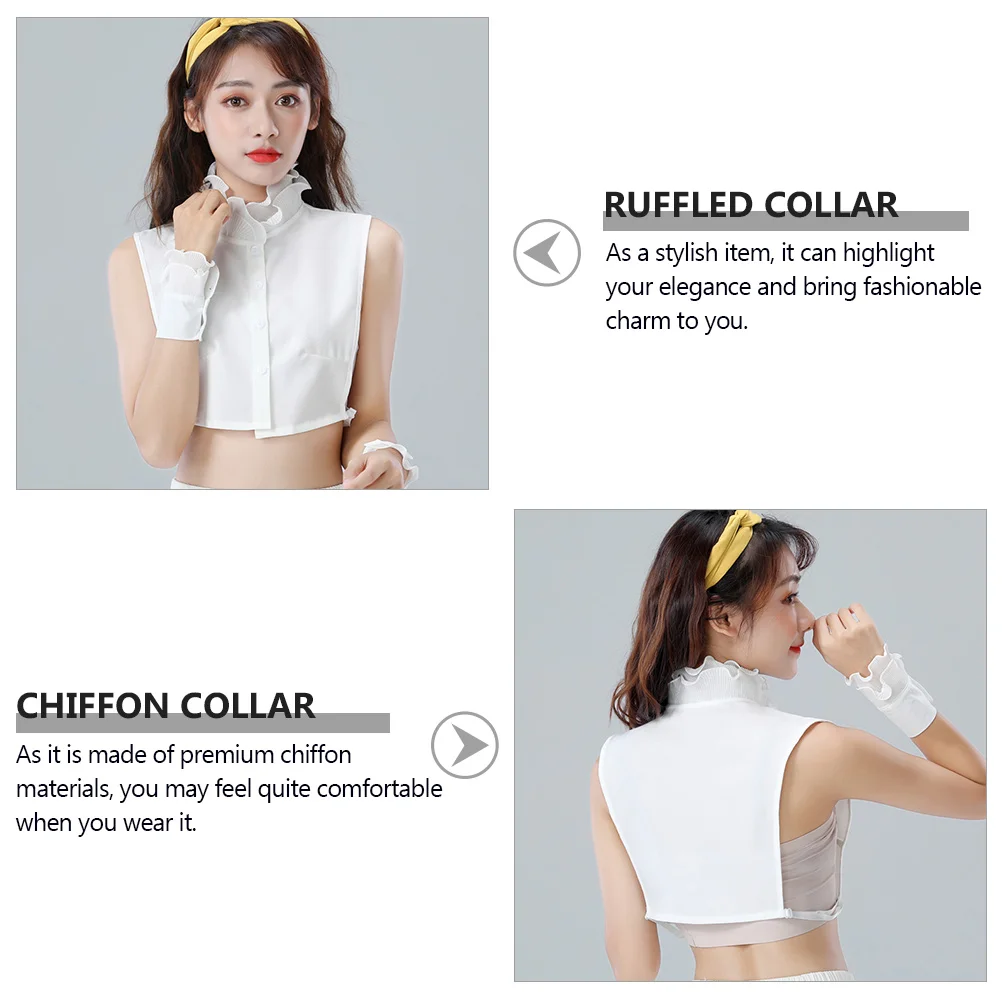 

1Pcs Sweet Ruffled False Chiffon Collar Detachable Dickey Stylish Fashionable Fake Collar Blouse for Women Girls