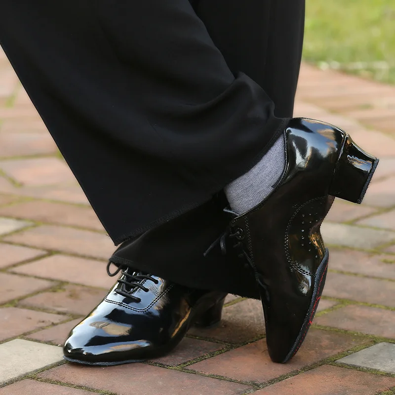 Men Standard Dance Shoes Ballroom Shoe Leather Low-Heel Practice Competition Modern Dancing Shoes for Kids Boys Dance Sneakers