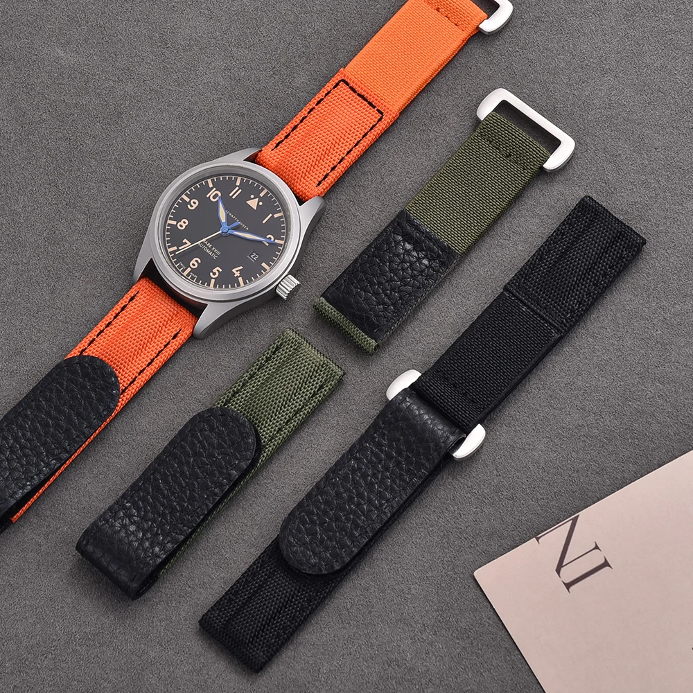 Nylon Strap 20mm Hook and Loop Fastener Watch Band Military Nylon Wristbelt Leather Bracelet for Omega Seiko Tudor MenWomen Belt view 6