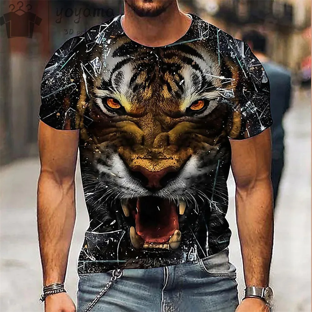 Herren bekleidung Vintage Tiger Muster 3d Prin T-Shirts für Männer Harajuku Street Fashion übergroße T-Shirt Kurzarm T-Shirt