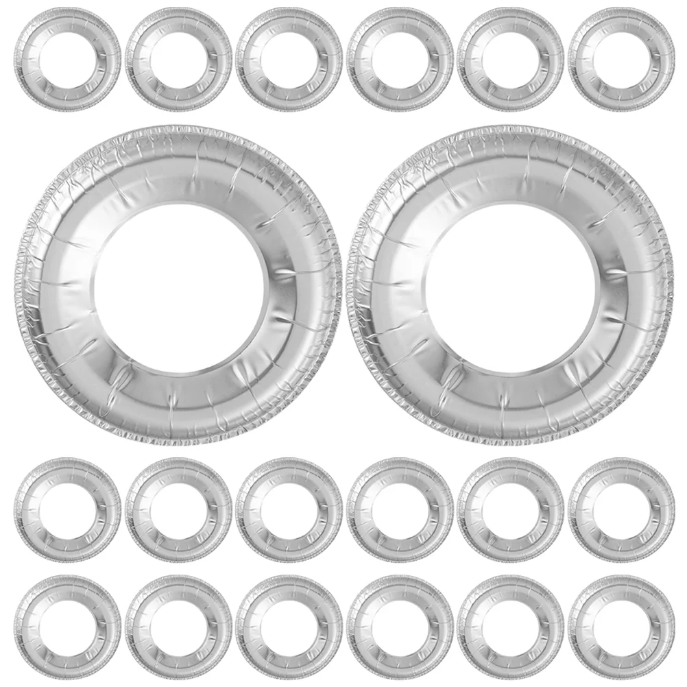 100 قطعة من أغطية الموقد الدائري لموقد الغاز للمطبخ من رقائق الألومنيوم
