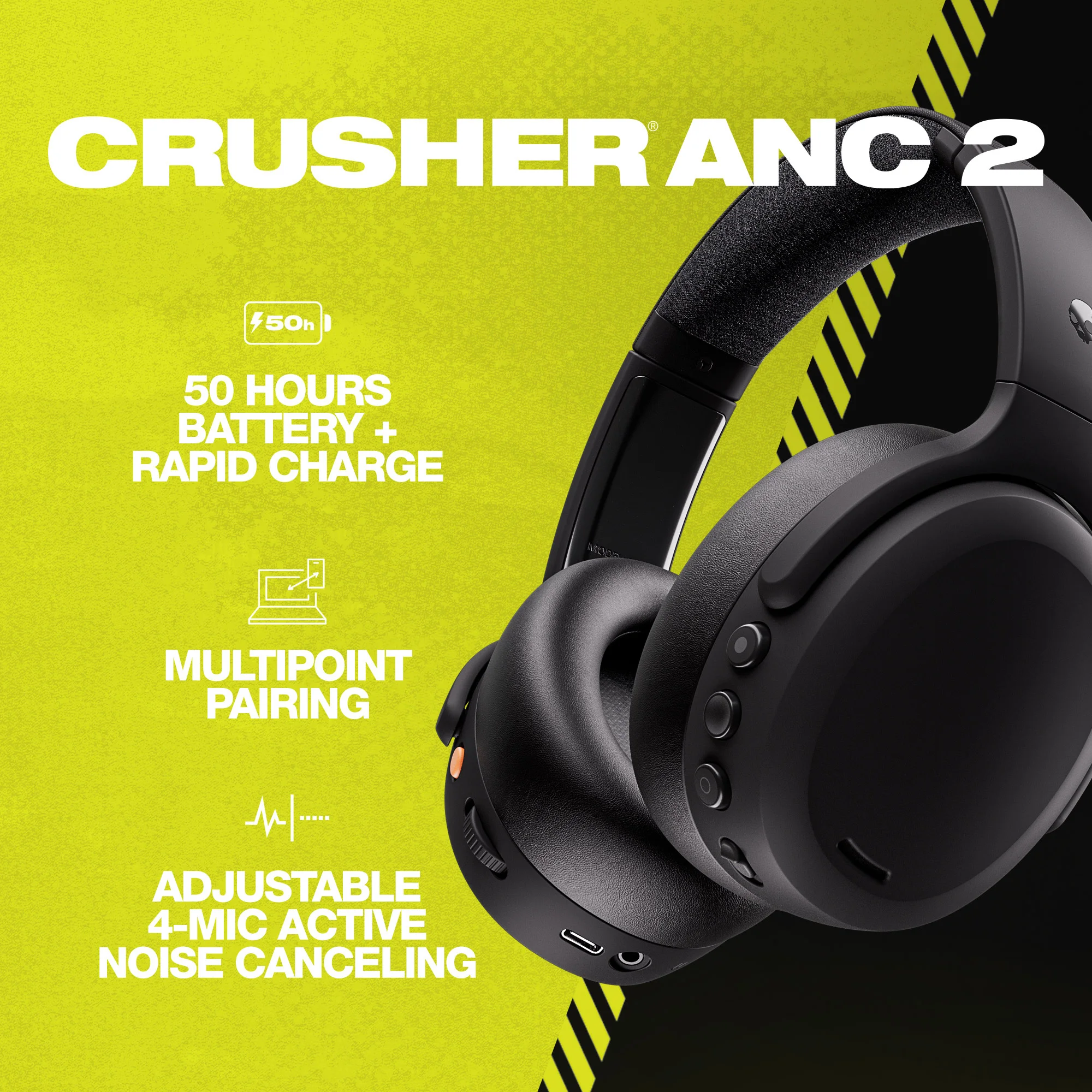 Choice Skullcandy S6CAW-R740 Noise Reduction Headphones Large Capacity Battery 4 Mic Headset With Mic Sensory Bass Earphones