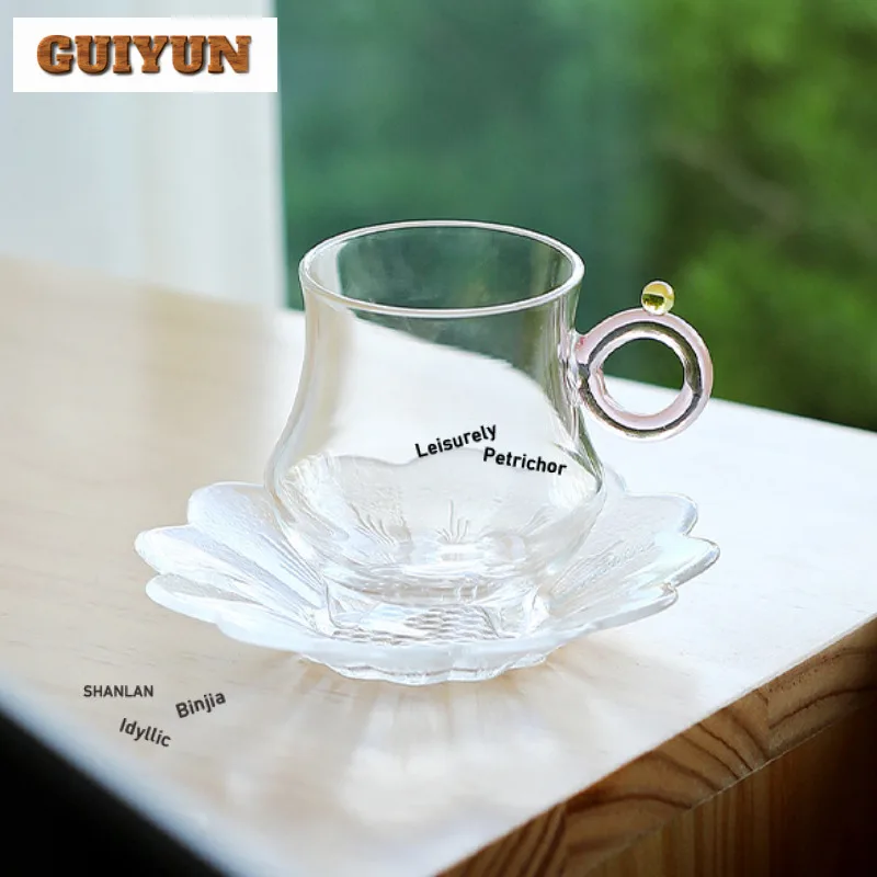 

150ml Thickened High Borosilicate Glass Coffee Mug With Plate Milk Cup Afternoon Tea Mug Beverage Bottle Cup Saucer Kit Cafes