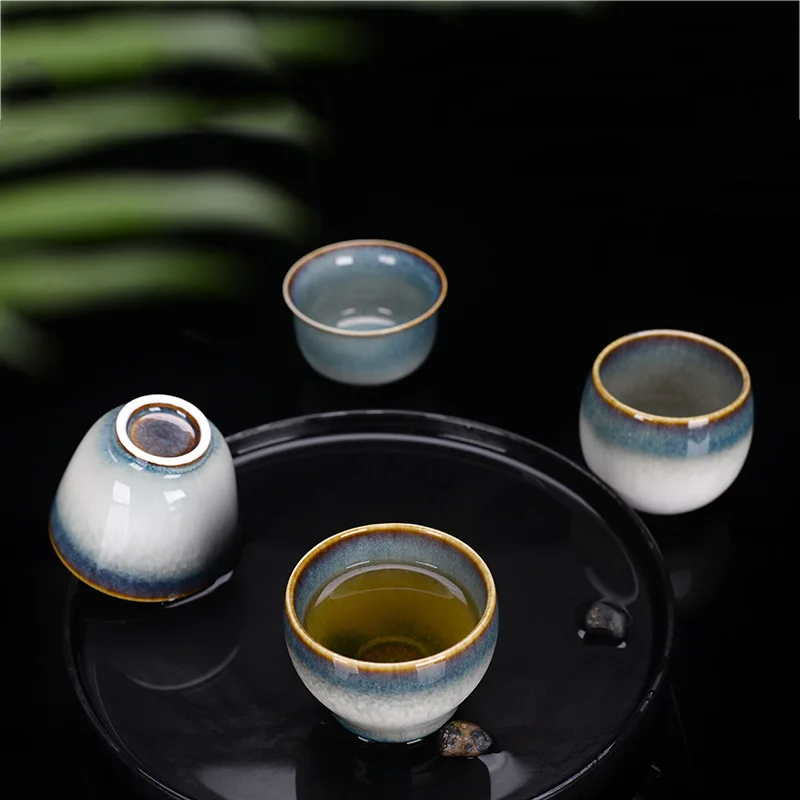 CHANSHOVA Chinese Retro Style Random Texture Color Glaze Kiln Change Ceramic Teacup China Porcelain Drawing cup Coffee cup G002