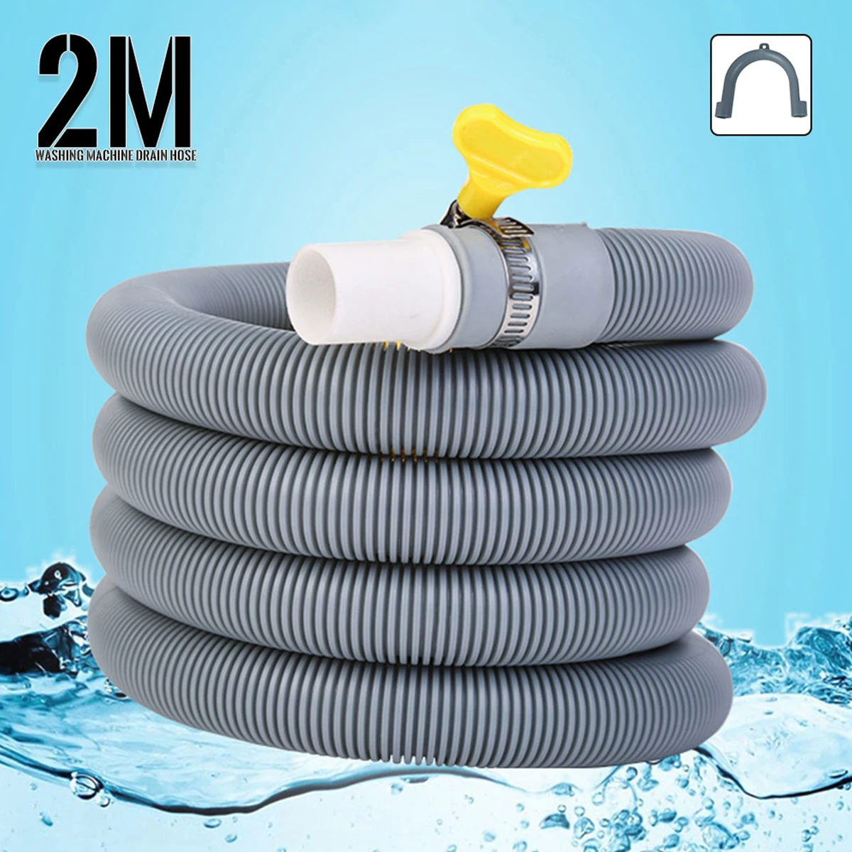 2M Drain Hose Extension Universal PP Pipe Kit Replacement Drain Hose for Washing Machine Washer Dryer Dishwasher & Other Parts