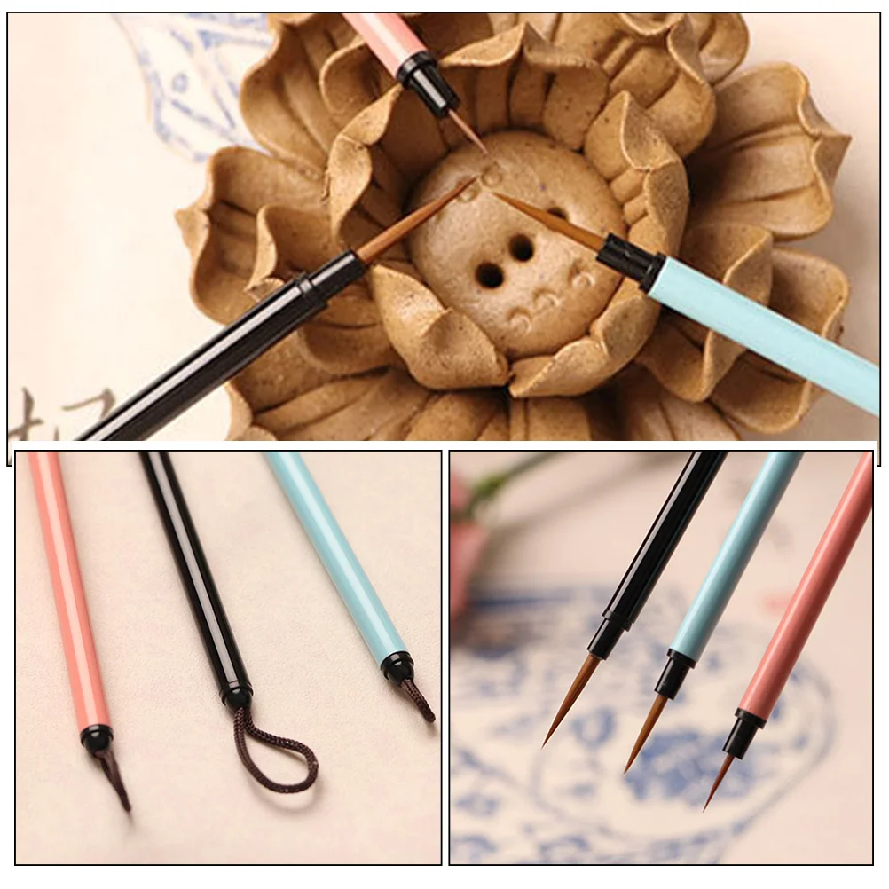 3 Pcs Hook Pen Artist Paint Hake Fine Tip Brush Brushes Line Watercolor Painting Multi-function Detailing Writing
