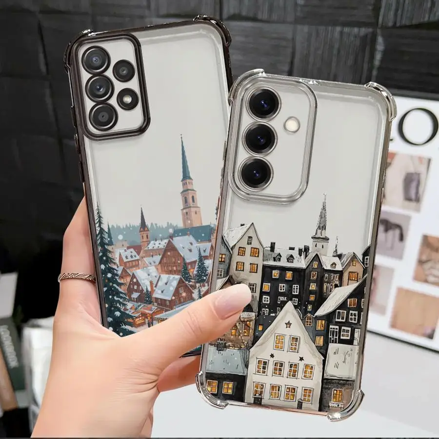 عيد الميلاد سانتا كلوز قضية الهاتف لسامسونج غالاكسي A24 A25 A35 A36 A26 A16 A33 A52 A17 A21s A15 A13 غطاء واضح