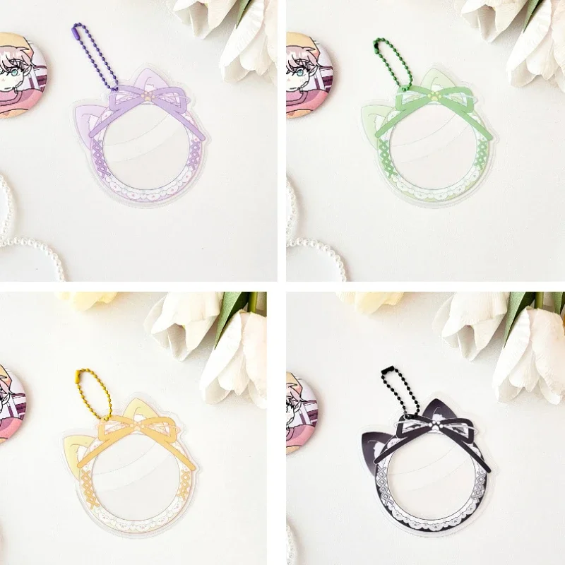 Kawaii Cat Ear Bow Кружевной держатель для значка из ПВХ для значка 58 мм Японское аниме-игра Baji Обложка Большая сумка Рюкзак Брелок Подвеска