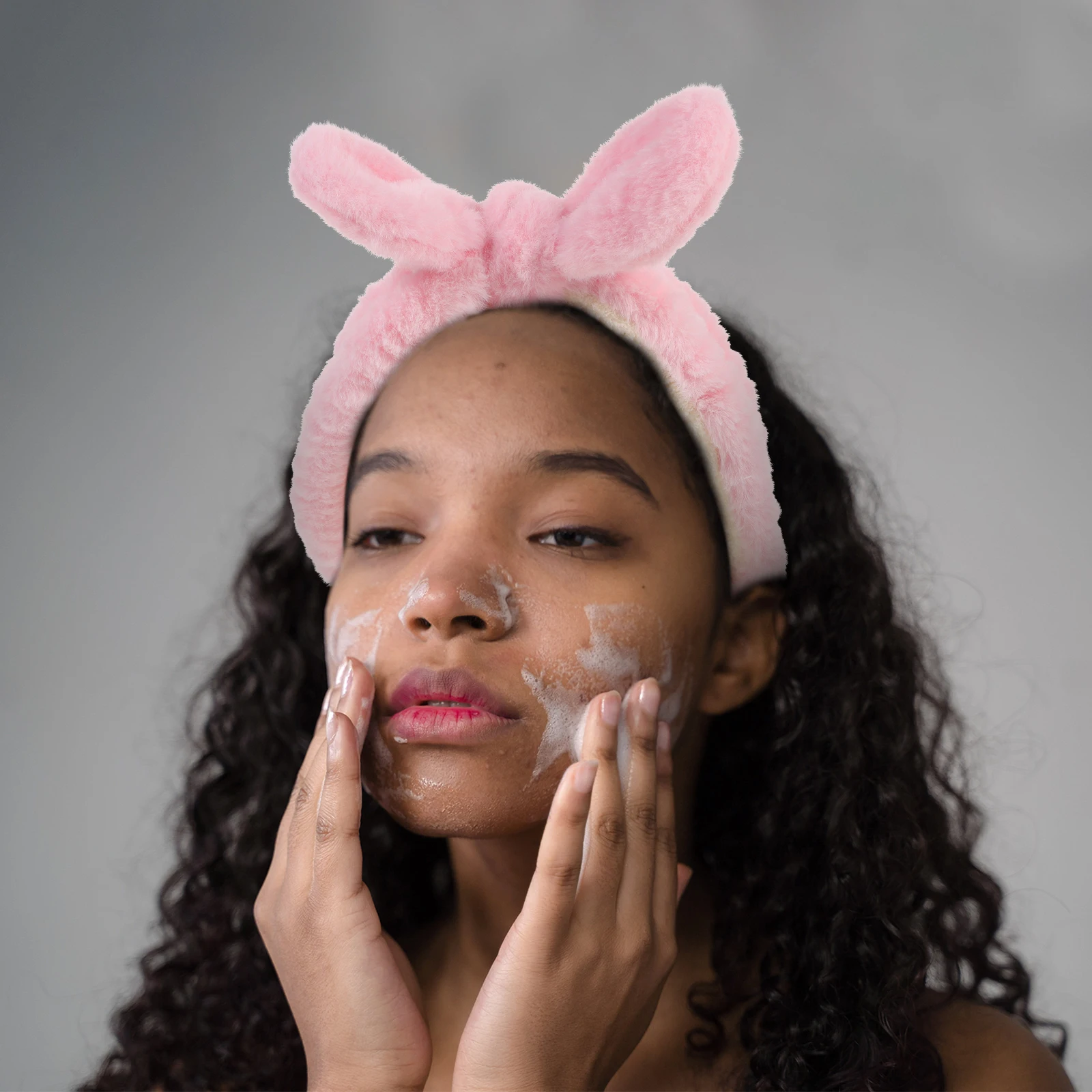 

s Shower Hairb for Face Washing Pink No Ear Headb Women Men Fabric Headdress Makeup Reusable Spa Hair Care Styling Tool