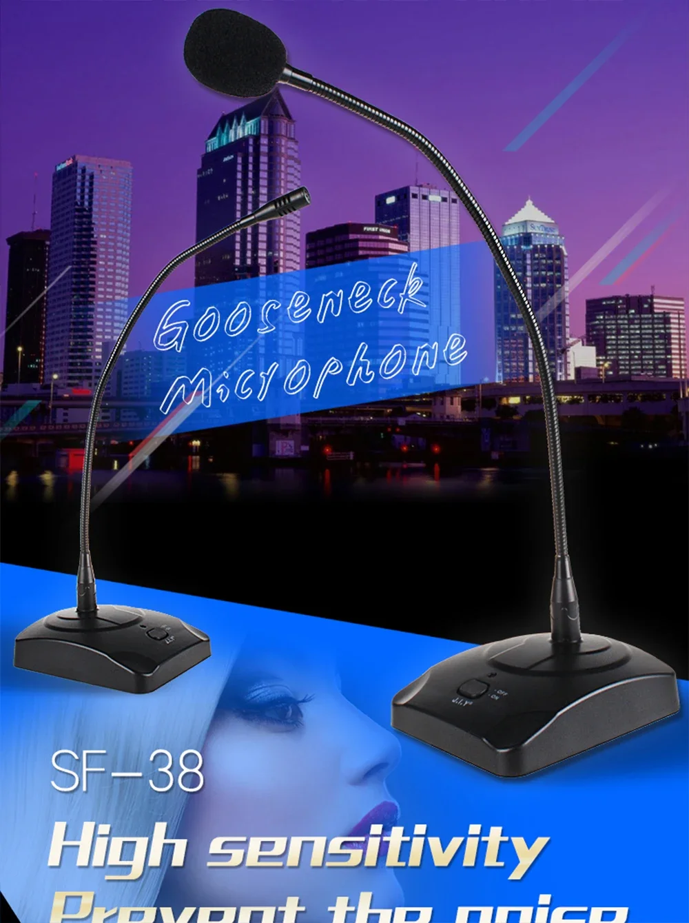 HD SF-38 ميكروفون سلكي معقوفة جميع الاتجاهات مؤتمر مكثف ميكروفون مؤتمر ميكروفونات للبث المباشر للمدرسة