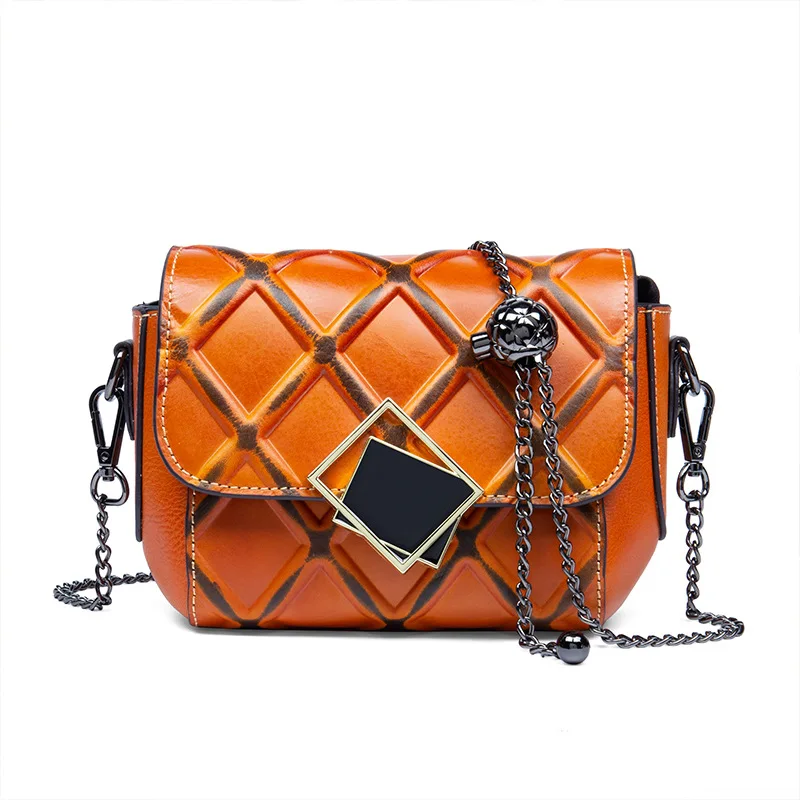 

European and American Retro Hot-Selling Top Layer Cowhide Small Bag Genuine Leather Texture Women's Fashion Single Shoulder Cros