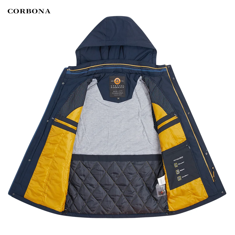 CORBONA New Style Oversize Autumn Cotton Jacket Weatherproof Business Casual Men Winter Coat Outdoor Detachable Hat Parka 2022