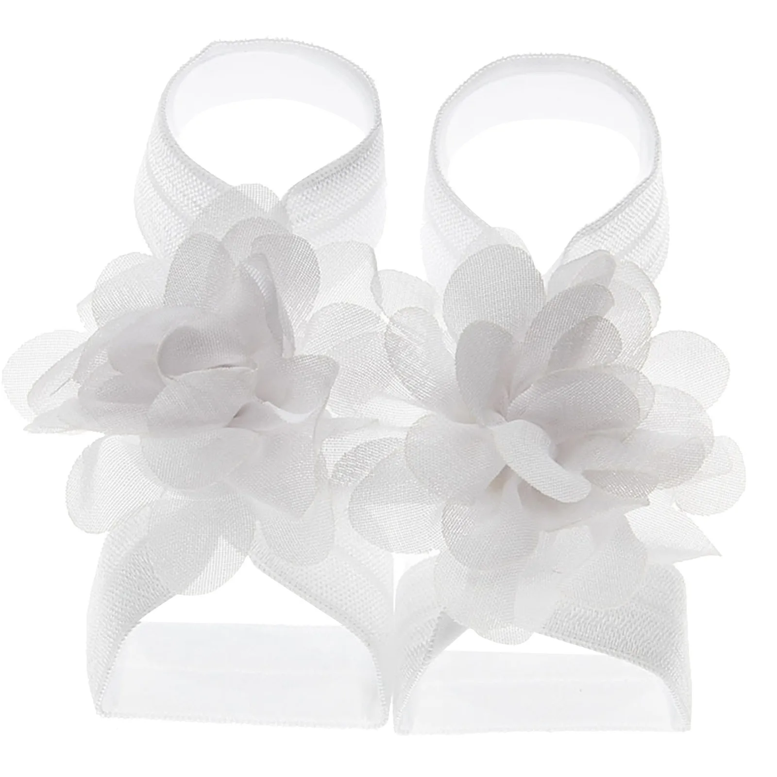 Fashion 2pcs/pair Boutique Chiffon Flower Newborn Toddler Barefoot Sandals Baby Girls Foot Cover Photo Props Kids Accessories