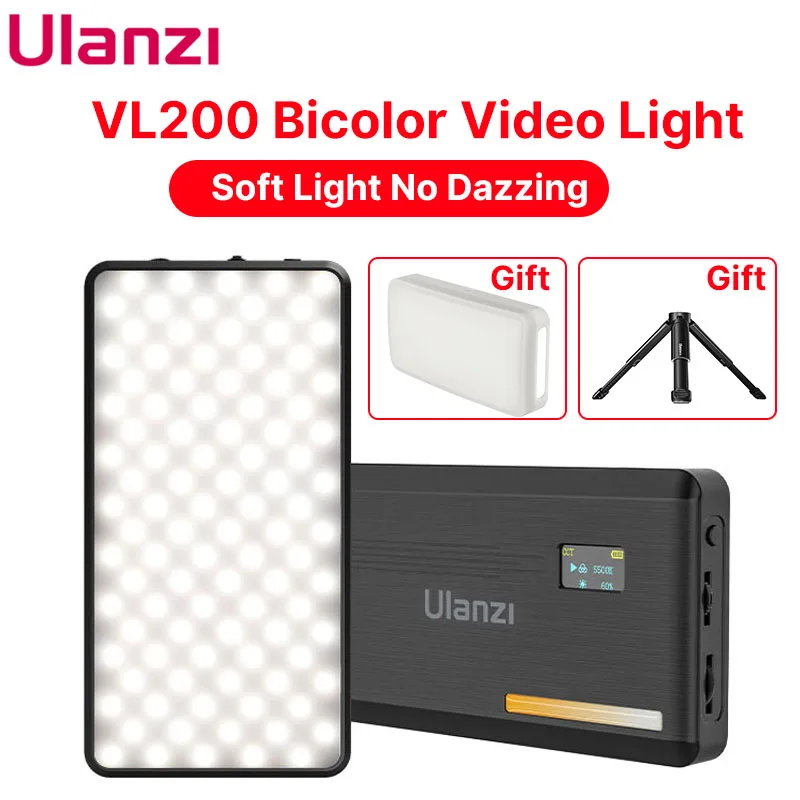 Ulanzi VL200 LED lampa wideo dla profesjonalnych 2500K-9000K możliwość przyciemniania oświetlenia panelu dla Sony Nikon Canon Camera Lights