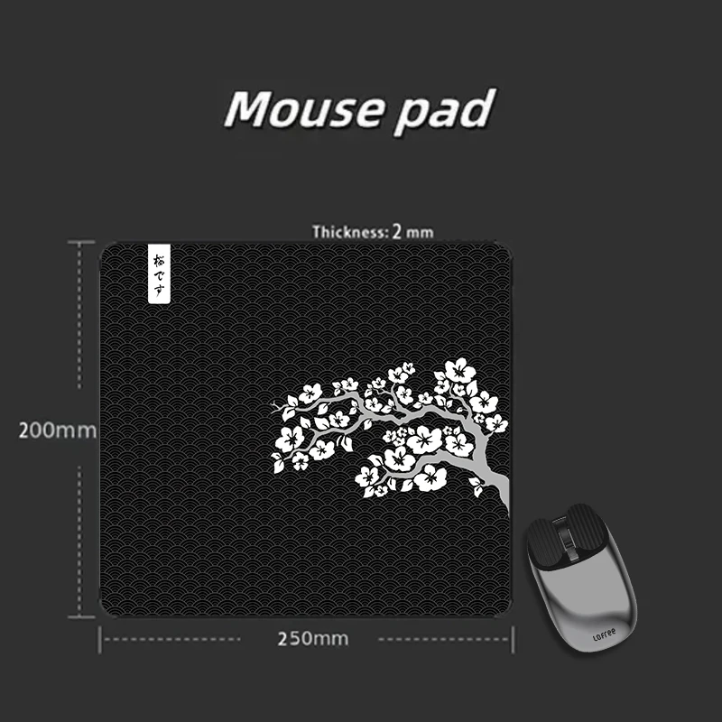 

Art Black Sakura Mouse Pad Gaming Accessories Gabinete PC Gamer Computer Keyboard Desk Mat Rubber Laptop Small Mousepad 18x22cm