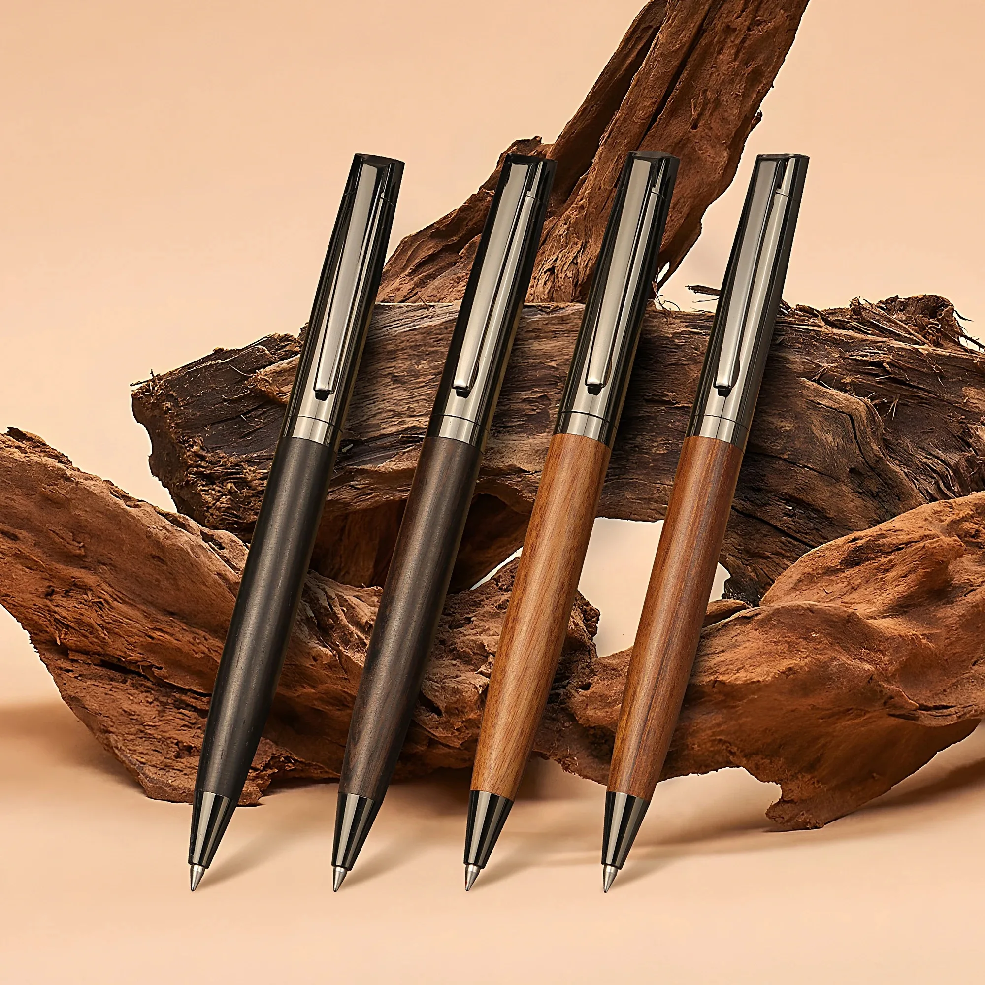 1 Set Premium Metal Ballpoint Pen with Wood Barrel for Smooth Writing and High-End Design-Black Ink-Office-With Case