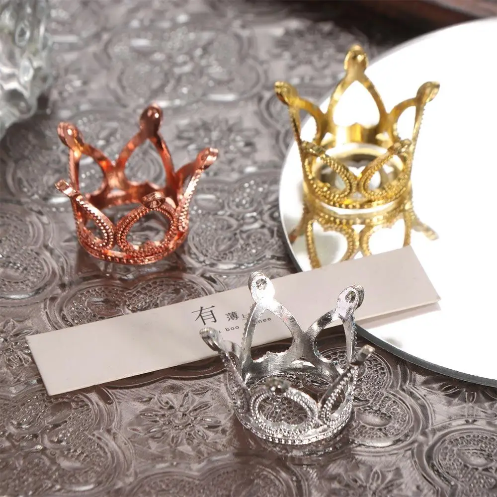 Golden Bronze Metal Mini Crown Model Dollhouse Miniature Princess Crown Birthday Festival Performance Party Cake Decorating Tool