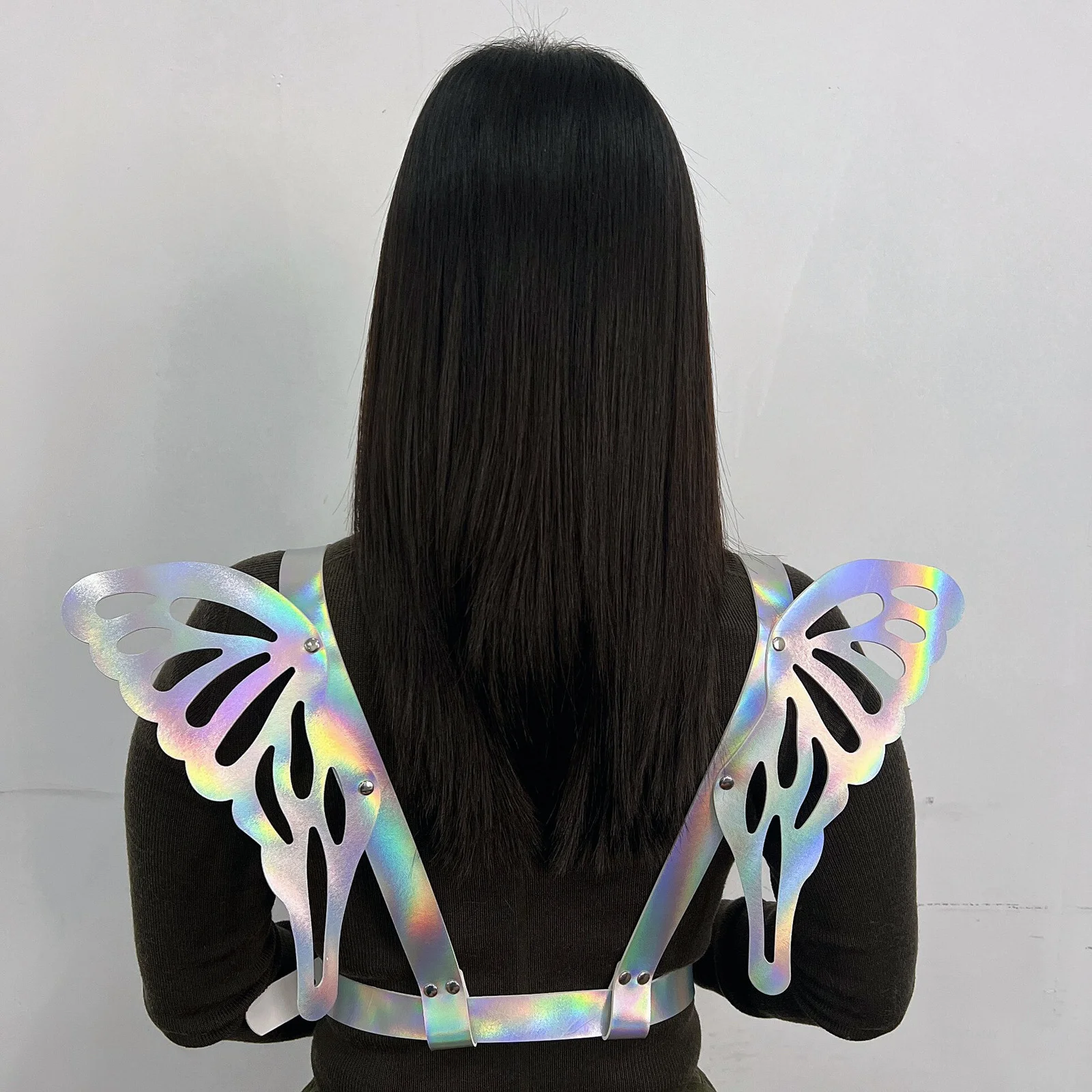 

Rave Party Women's Pu Leather Butterfly Wing Strap Accessories Singer Stage Performance Laser Color Angel Wing Sexy Bondage Belt