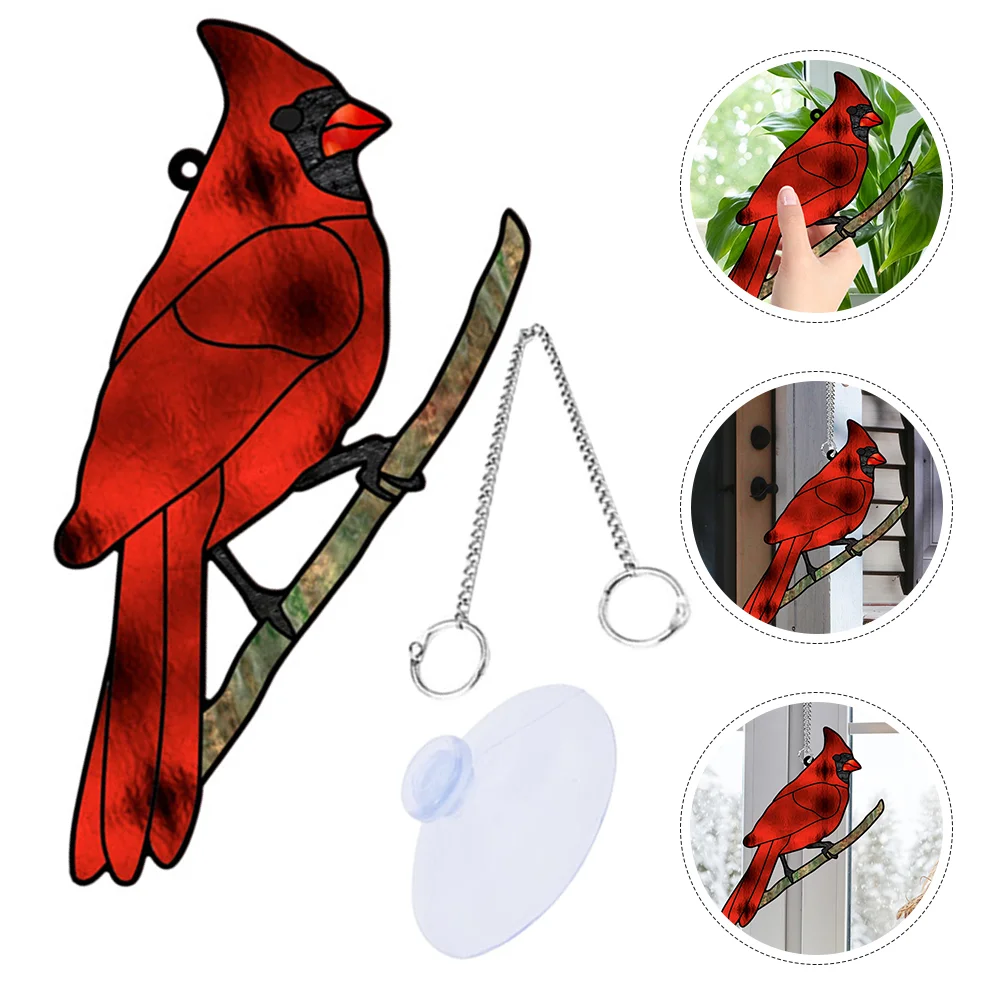 

Cardinal Bird Pendant Home Decor Acrylic Handicraft Hanging Ornament Window Decoration