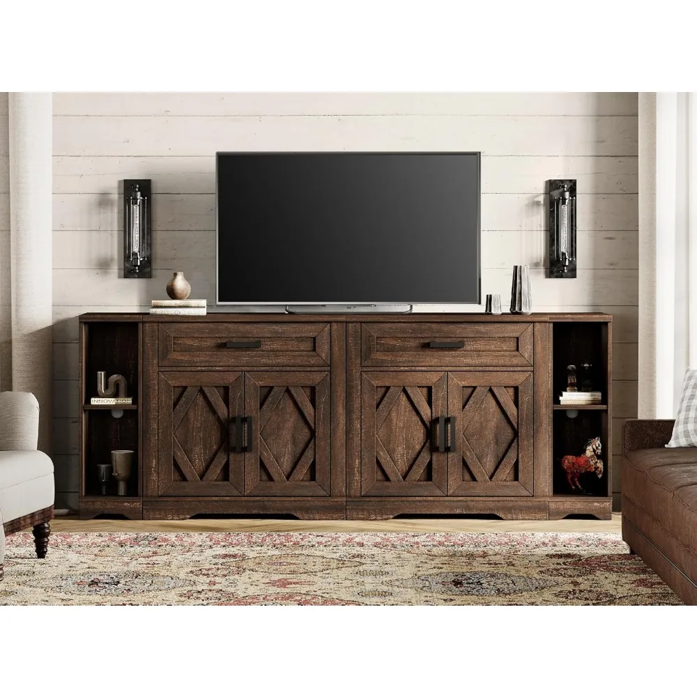 

82.7"W TV Stand for up to 95" TVs,Farmhouse Entertainment Center with Storage Barn Door Cabinet,TV Console Table with Cabinet