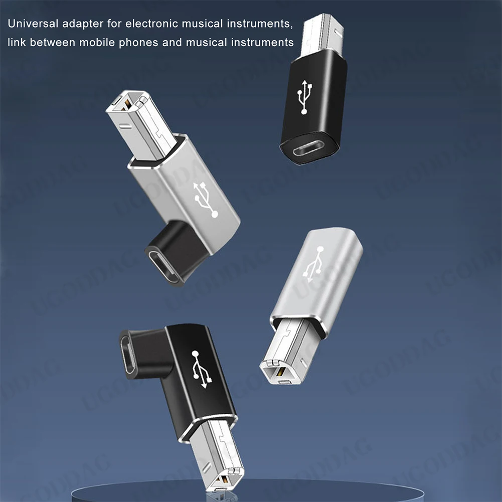 USB tipo C para impressora cabo adaptador, conversor de porta quadrada para impressora de piano eletrônico, C fêmea para USB B macho