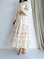 Robe arabe élégante à manches longues, florale, ample, pour femmes 3