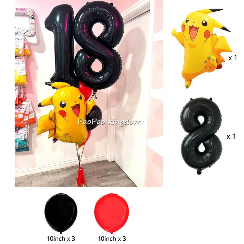 Niedliche Pikachu-Ballons Cartoon-Folienballons Geburtstagsparty-Deko-Set Kinder-Babyparty Feier-Party-Zubehör – Detail 17