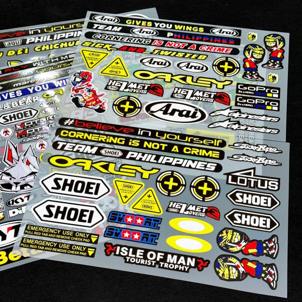 Motorcycle Helmet Stickers Set Waterproof Racing Style Vinyl Decals Reflective DIY Decoration for Helmets Bikes Laptops view 2