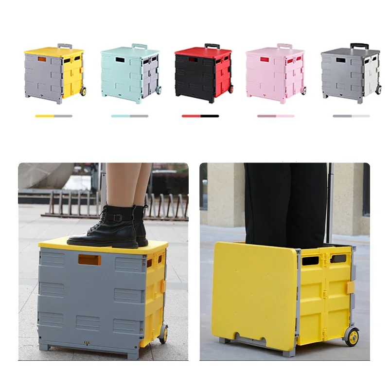 Small Mimi food supermarket 3 wheels climbing luggage foldable folding plastic shopping trolleys wheels