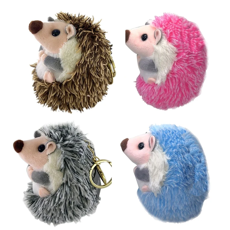 Cute Hedgehog Plush Keychain Mobile Phone Pendant Keyring Hedgehog Pompon Ring Pendant Plush Toy Anime Fur Gifts