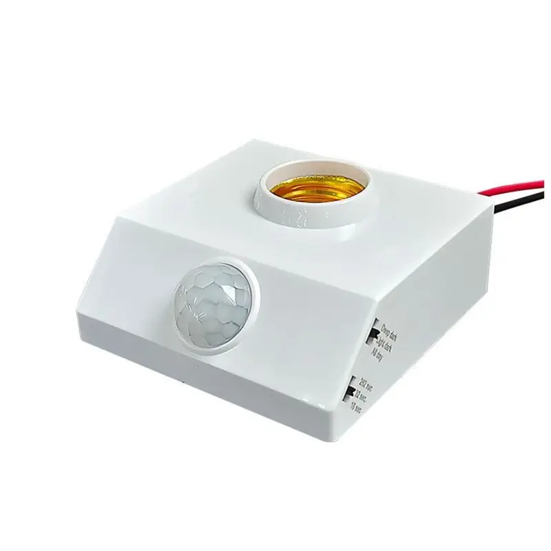 A98E-E27 LED Bulb Light Holder PIR Human Body Infrared Sensor Lamp Holder 220V With Regulate Switch Motion Detector Lamp Base Du
