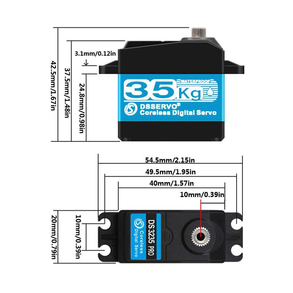 DS3235 PRO Coreless Digital Servo Stainless Steel Gear Motor Waterproof 180/270 Degree for 1:8 1:10 1:12 RC Baja Car Robot