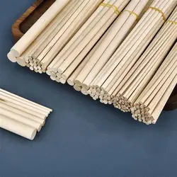 3-14mm Round Wooden Sticks For DIY Wooden Crafts Gear Sticks Pegs Sticks Making Cake Dowel Building Model Woodworking Tool