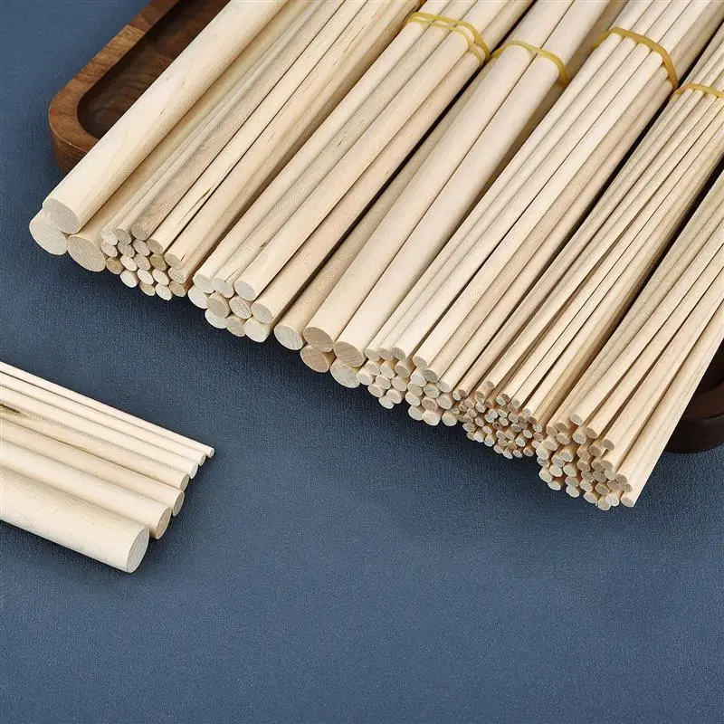 3-14mm Round Wooden Sticks For DIY Wooden Crafts Gear Sticks Pegs Sticks Making Cake Dowel Building Model Woodworking Tool 