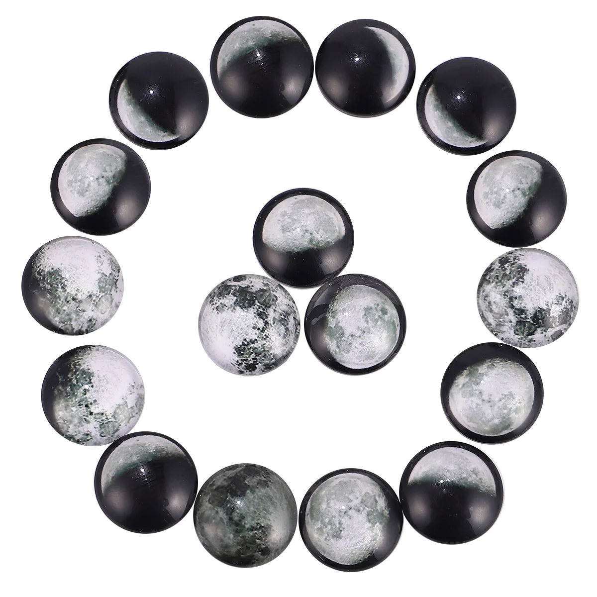 Moon Time Gemstone Glass Patch Craft Eclipse Patches Cabochon Jewel Printed Patterns Dome Cabochons