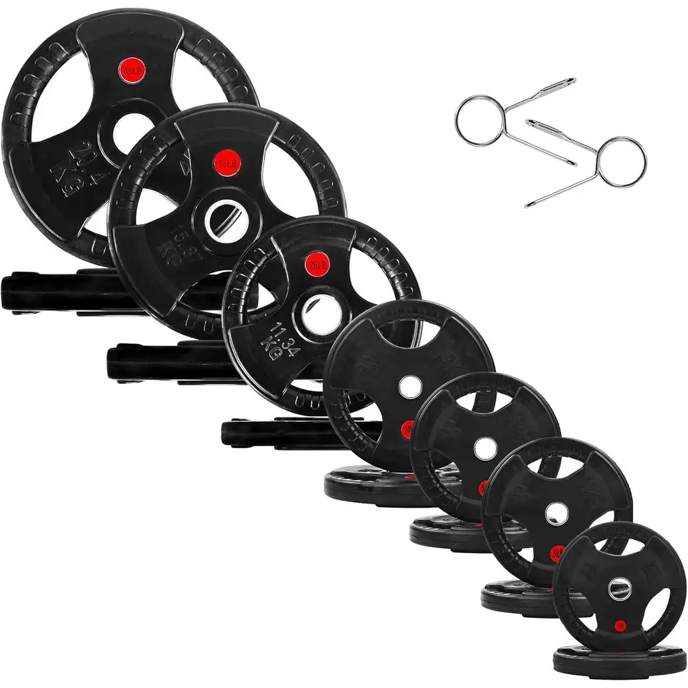 

2-Inch Weight Plates for Home Gym, 255 lbs Set, Ideal for Strength Training and Weightlifting